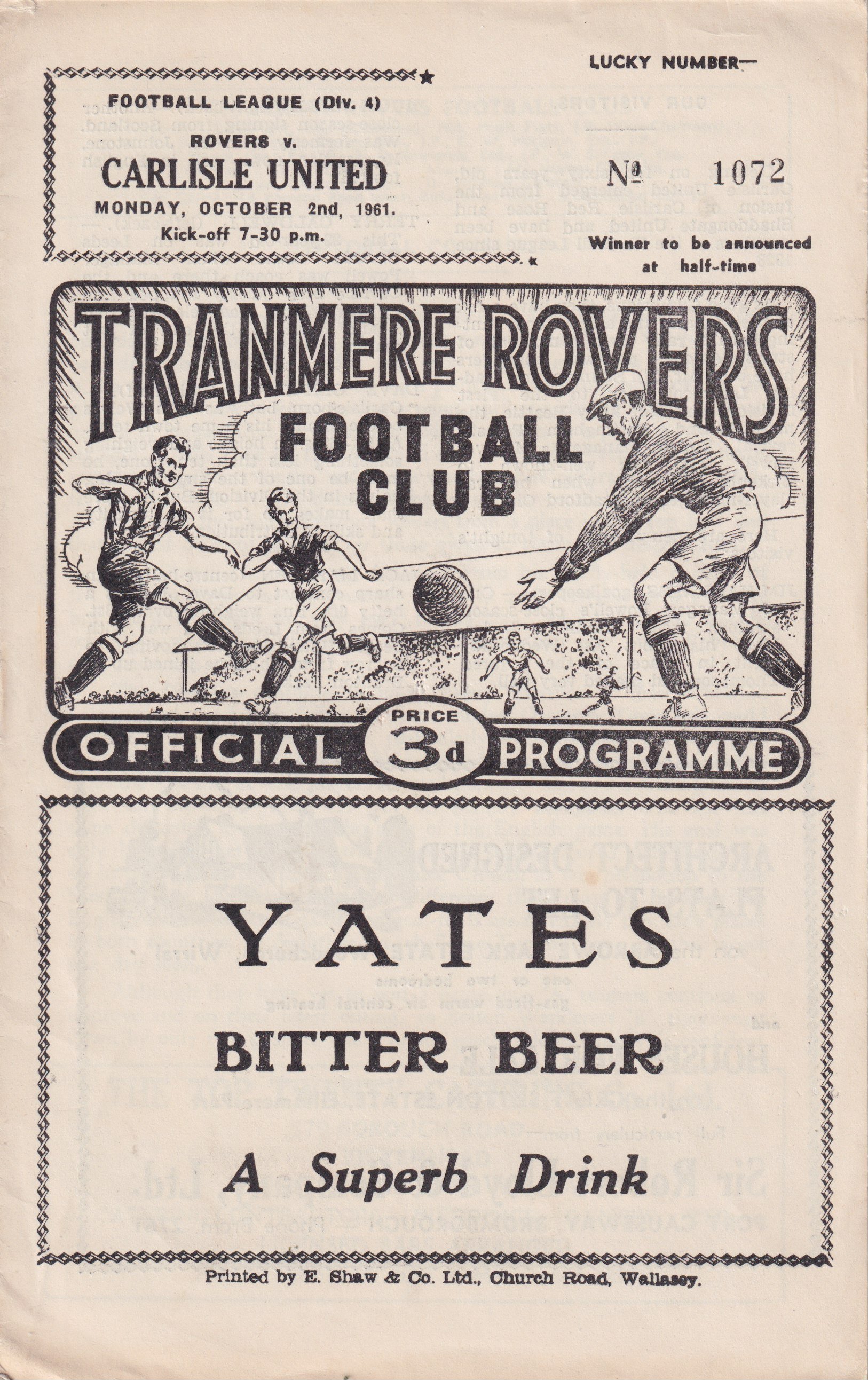 Tranmere Rovers v Carlisle United programme